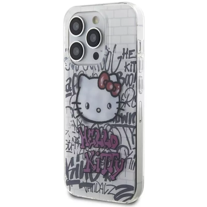 Hello Kitty HKHCP15XHDGPHT iPhone 15 Pro Max 6,7 Zoll Weiße Hardcase IML Kitty On Bricks Graffiti