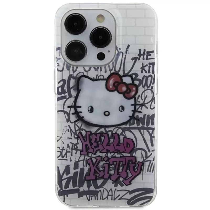 Hello Kitty HKHCP15XHDGPHT iPhone 15 Pro Max 6,7 Zoll Weiße Hardcase IML Kitty On Bricks Graffiti