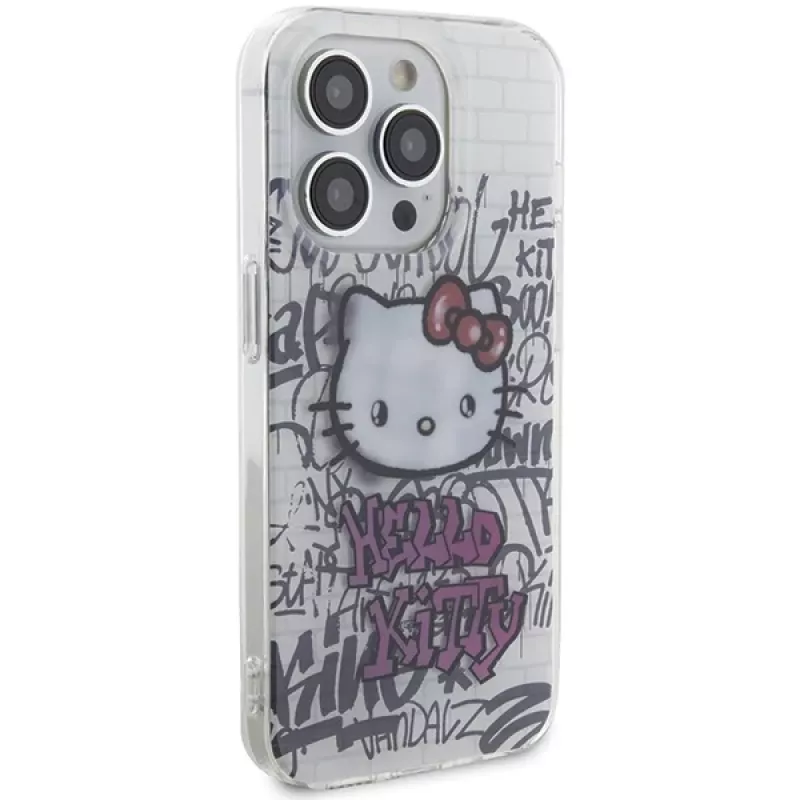 Hello Kitty HKHCP15XHDGPHT iPhone 15 Pro Max 6,7 Zoll Weiße Hardcase IML Kitty On Bricks Graffiti
