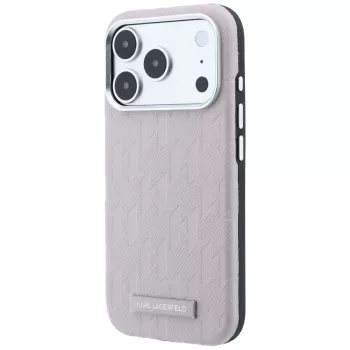 Karl Lagerfeld Grained Mono Resin Logo MagSafe Hülle für iPhone 18 Pro Max / 17 Pro Max - Pink