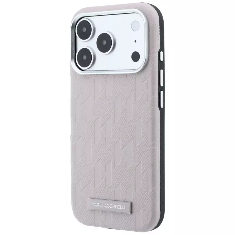 Karl Lagerfeld Grained Mono Resin Logo MagSafe Hülle für iPhone 18 Pro Max / 17 Pro Max - Pink
