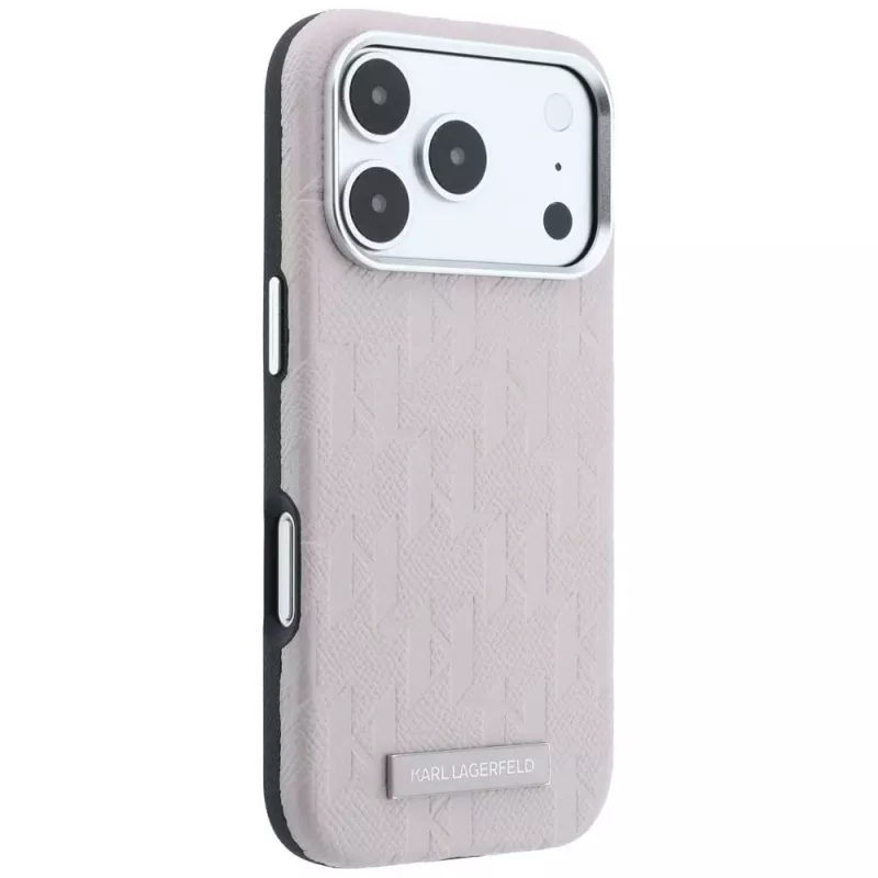 Karl Lagerfeld Grained Mono Resin Logo MagSafe Hülle für iPhone 18 Pro Max / 17 Pro Max - Pink