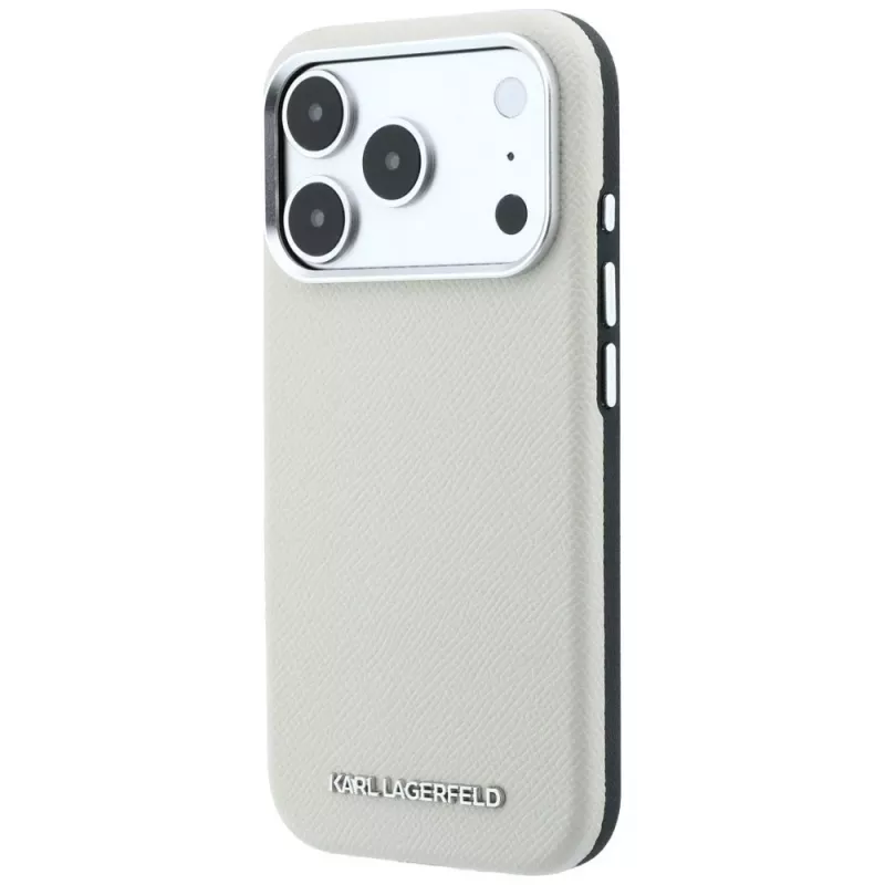 Karl Lagerfeld MagSafe-Hülle mit genarbtem, länglichem Logo für iPhone 18 Pro / 17 Pro - Beige