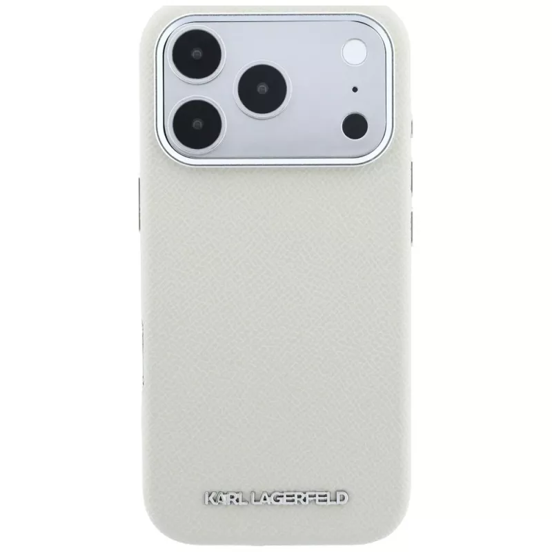 Karl Lagerfeld MagSafe-Hülle mit genarbtem, länglichem Logo für iPhone 18 Pro / 17 Pro - Beige