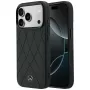 Mercedes-Benz Leder Crossed Lines MagSafe Hülle für iPhone 18 Pro / 17 Pro - Schwarz