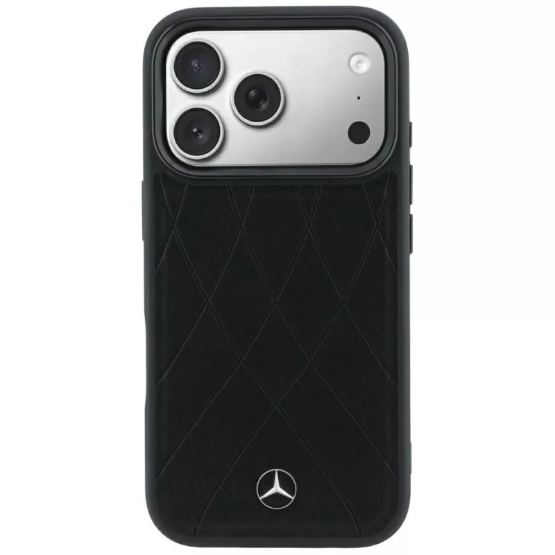 Mercedes-Benz Leder Crossed Lines MagSafe Hülle für iPhone 18 Pro / 17 Pro - Schwarz