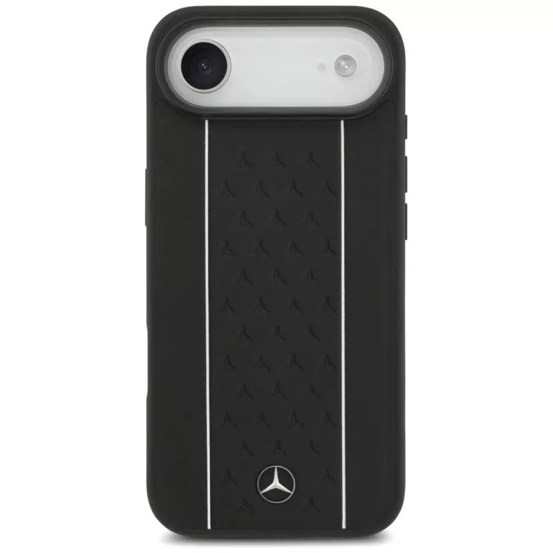 Mercedes-Benz Leder Sternenmuster Streifen MagSafe Hülle für iPhone Air, Schwarz