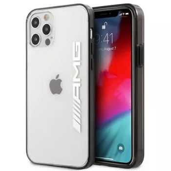 AMG AMHCP12LAESLBK iPhone 12 Pro Max Transparente Hartschale mit metallisch lackiertem schwarzem Rahmen