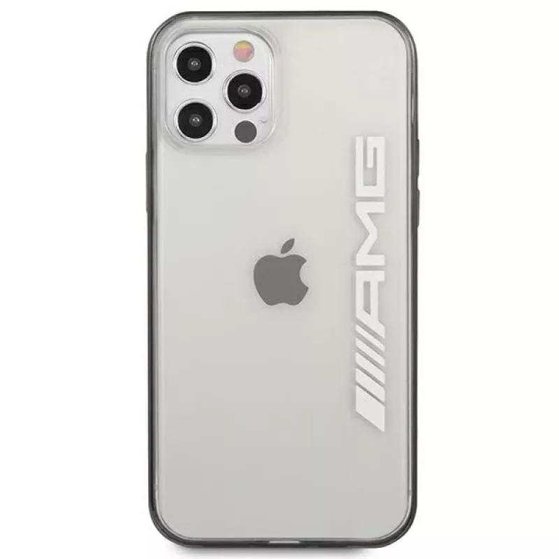 AMG AMHCP12LAESLBK iPhone 12 Pro Max Transparente Hartschale mit metallisch lackiertem schwarzem Rahmen
