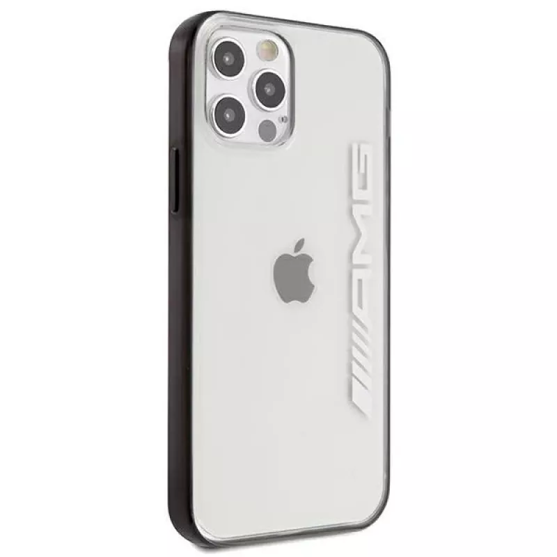AMG AMHCP12LAESLBK iPhone 12 Pro Max Transparente Hartschale mit metallisch lackiertem schwarzem Rahmen