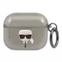 Karl Lagerfeld KLA3UKHGK AirPods 3 Hülle Schwarz Glitzer Karl's Kopf