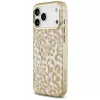 GUESS IML Leopard Glitter Triangle Logo MagSafe Hülle für iPhone 18 Pro Max / 17 Pro Max - Braun
