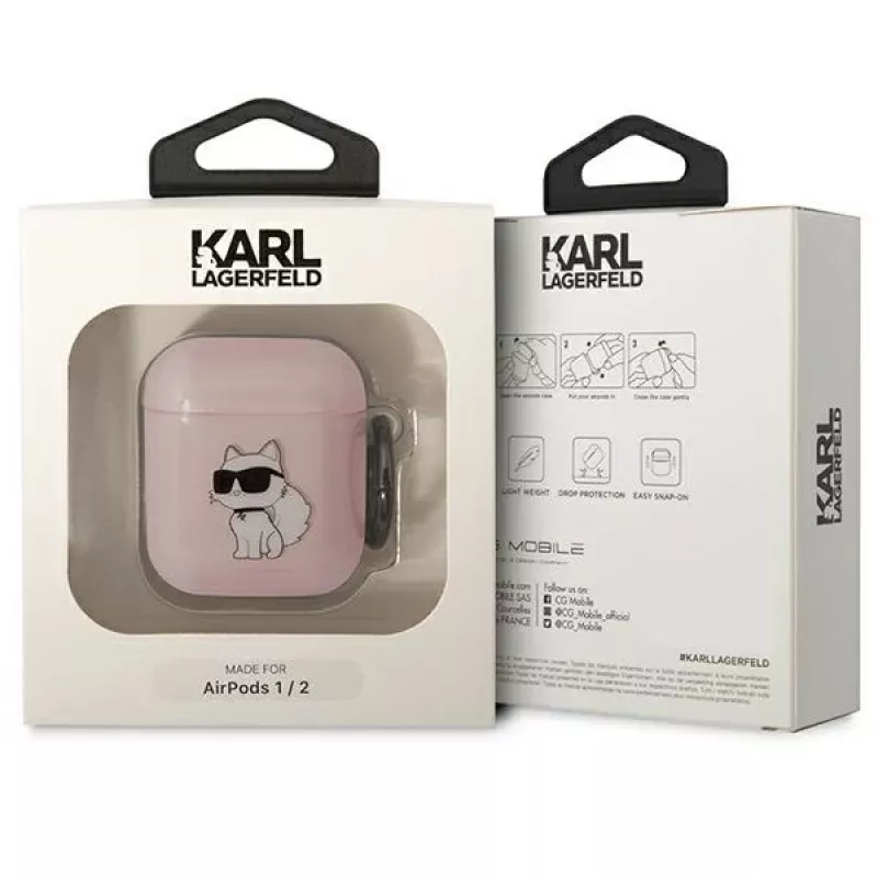 Karl Lagerfeld Ikonik Choupette AirPods 1/2 Hülle Pink