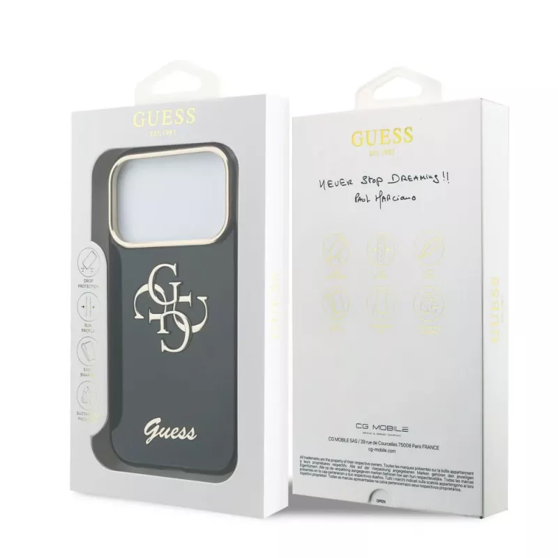 GUESS IML 4G Script Metal Hülle für iPhone 18 Pro / 17 Pro - Schwarz