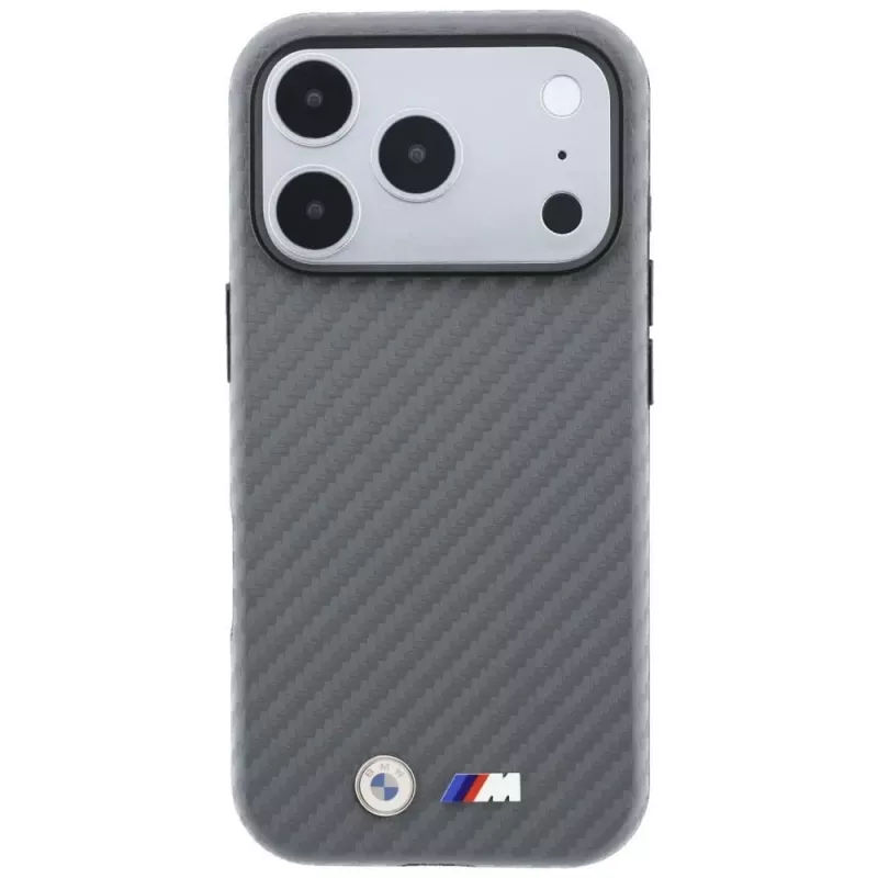 BMW M Carbon Metal Logo MagSafe-Hülle für iPhone 18 Pro Max / 17 Pro Max - Grau