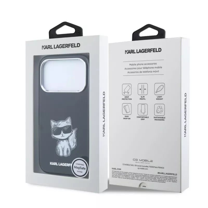 Karl Lagerfeld IML Choupette Body Sketch Print MagSafe-Hülle für iPhone 18 Pro / 17 Pro - Schwarz