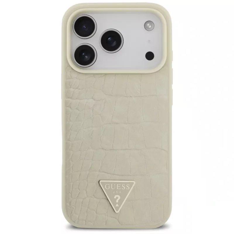 GUESS Croco Triangle Logo MagSafe Hülle für iPhone 17 Pro - Gold