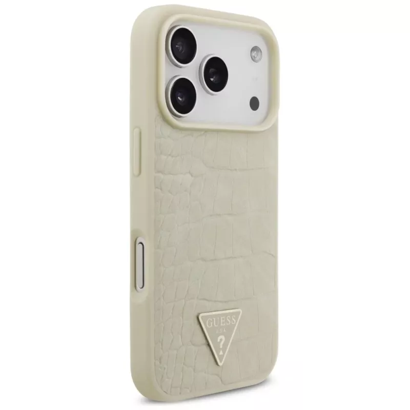 GUESS Croco Triangle Logo MagSafe Hülle für iPhone 17 Pro - Gold