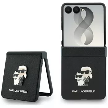 Karl Lagerfeld Karl & Choupette Saffiano Pins Hülle für Samsung Galaxy Z Flip8 - Schwarz
