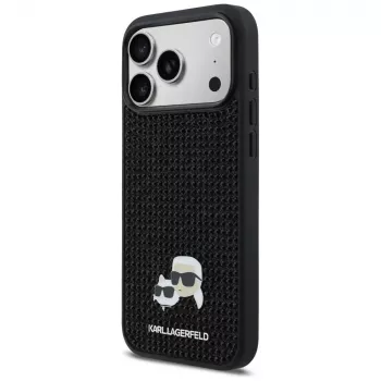 Karl Lagerfeld Rhinestones Karl & Choupette Pin Hülle für iPhone 17 Pro Max - Schwarz
