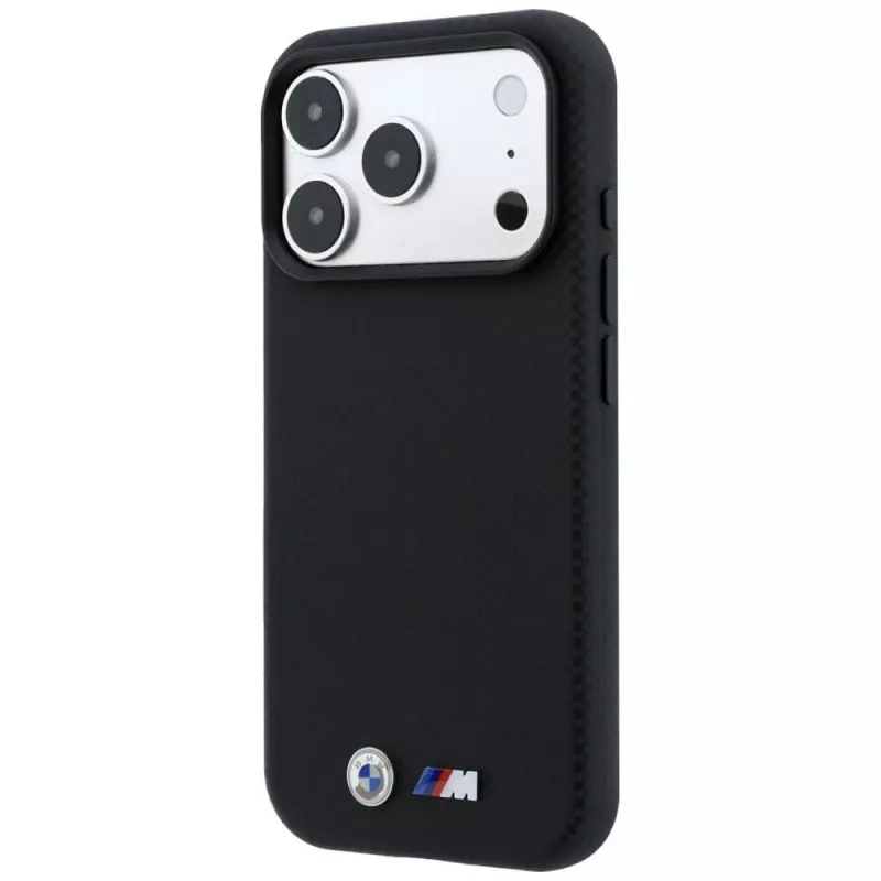 BMW M Quadrille Kevlar Metall-Logo MagSafe Hülle für iPhone 18 Pro / 17 Pro - Schwarz