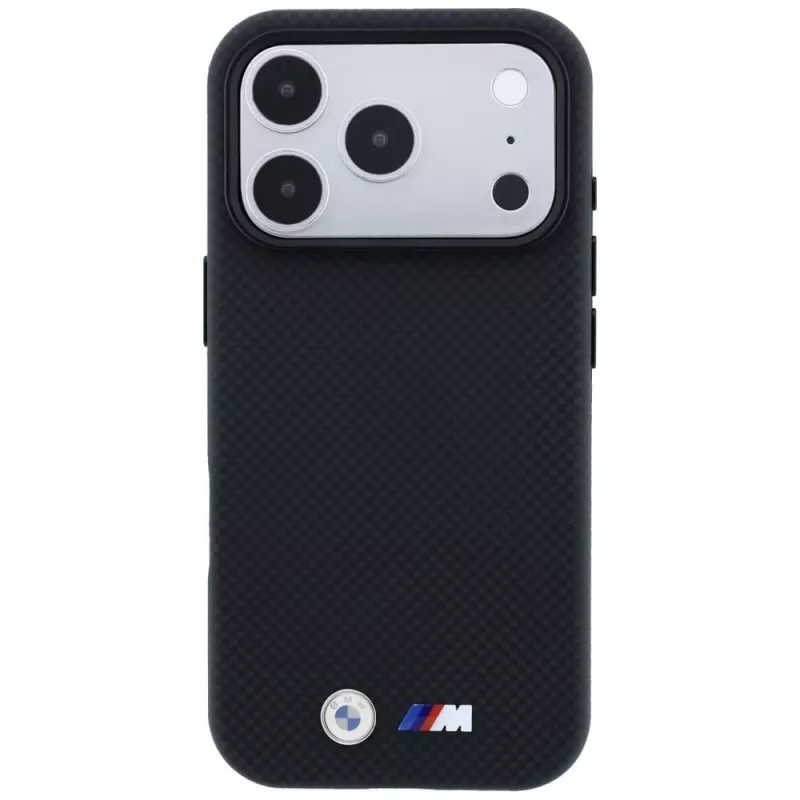 BMW M Quadrille Kevlar Metall-Logo MagSafe Hülle für iPhone 18 Pro / 17 Pro - Schwarz