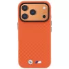 BMW M Quadrille Kevlar MagSafe-Hülle für iPhone 17 Pro Max / 18 Pro Max – Orange mit Metall-Logo