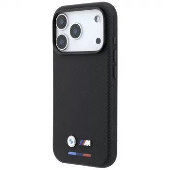 BMW M Quadrille Kevlar MagSafe-Hülle für iPhone 18 Pro Max / 17 Pro Max - Schwarz mit Trikolore und Metall-Logo