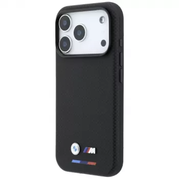 BMW M Quadrille Kevlar Tricolor & Metall-Logo MagSafe Case für iPhone 18 Pro / 17 Pro - Schwarz