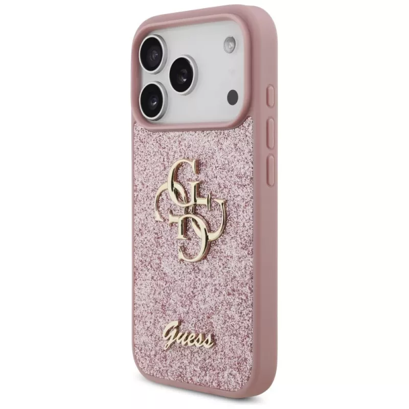 GUESS Fixed Glitter Big 4G Hülle für iPhone 18 Pro / 17 Pro – Pink