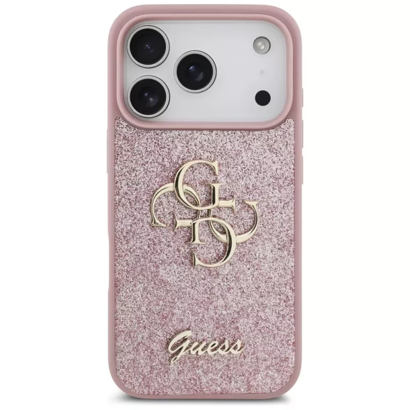 GUESS Fixed Glitter Big 4G Hülle für iPhone 18 Pro / 17 Pro – Pink