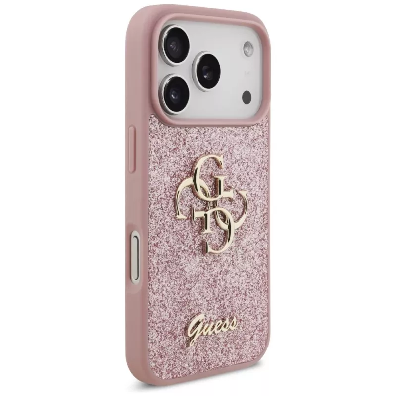 GUESS Fixed Glitter Big 4G Hülle für iPhone 18 Pro / 17 Pro – Pink