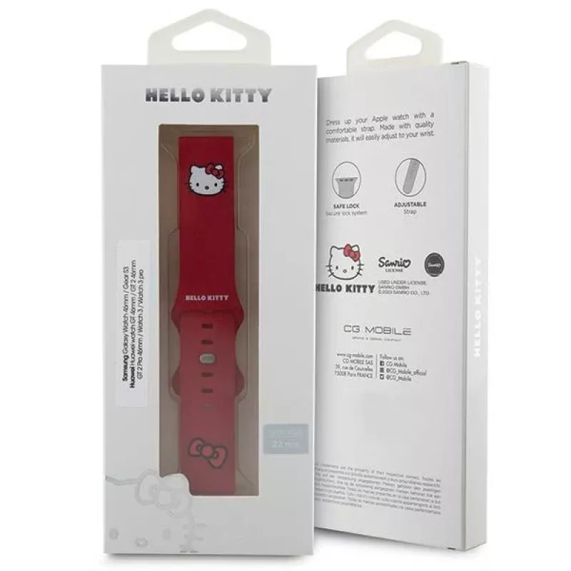 Hello Kitty Universelles Silikon-Armband 22mm Roter Kitty-Kopf