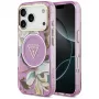 GUESS IML Glitter Flowers Triangle MagSafe-Hülle für iPhone 18 Pro / 17 Pro - Lila