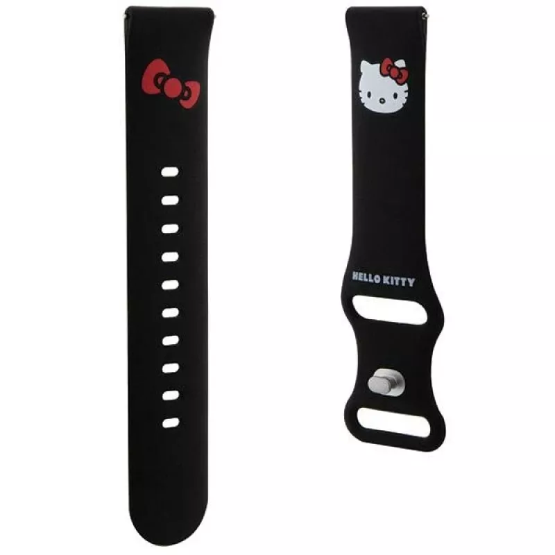 Hello Kitty Universelles Silikon-Armband mit Kitty-Kopf-Design, Schwarz, 20mm