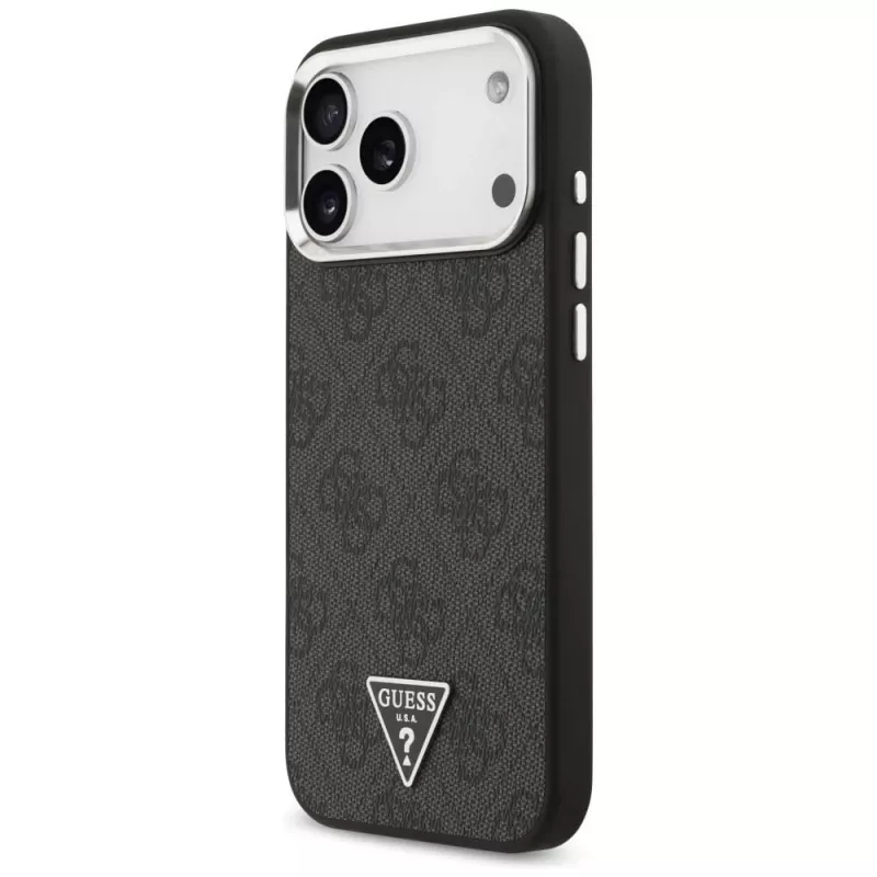 GUESS 4G Triangle Logo MagSafe-Hülle für iPhone 18 Pro Max / 17 Pro Max - Schwarz & Silber
