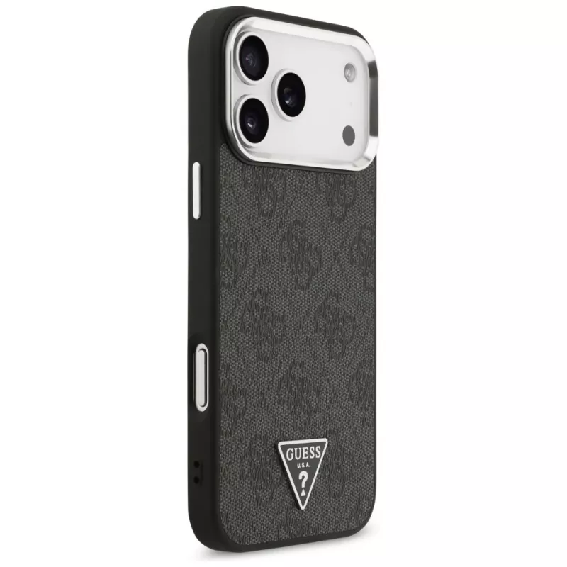 GUESS 4G Triangle Logo MagSafe-Hülle für iPhone 18 Pro Max / 17 Pro Max - Schwarz & Silber