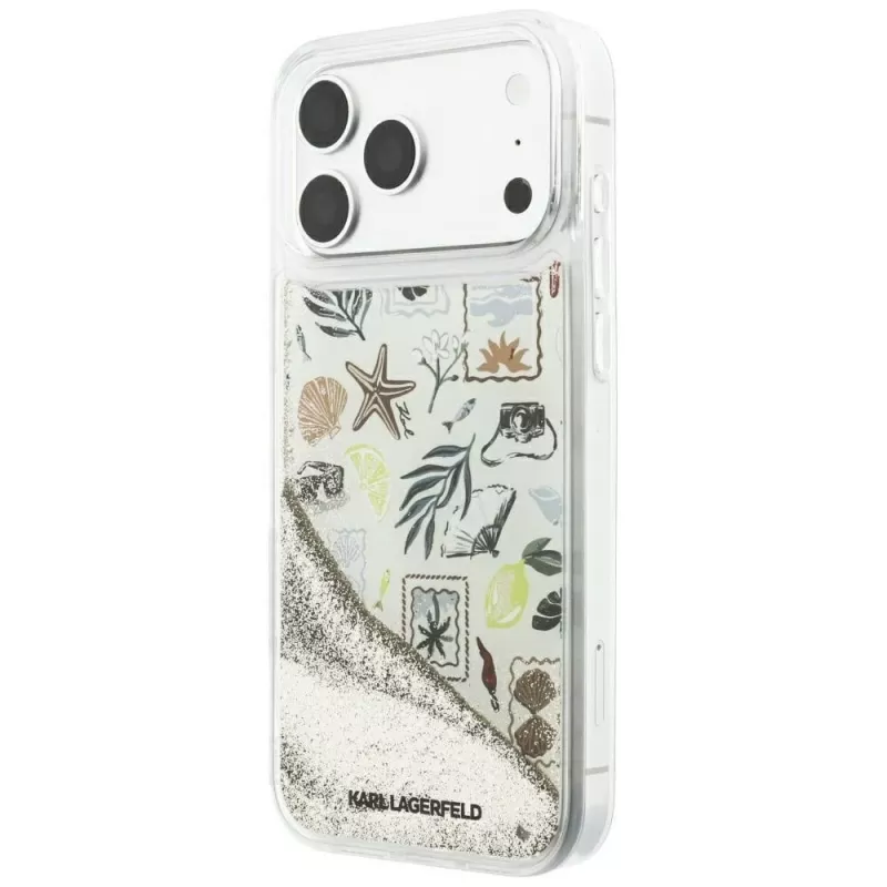 Karl Lagerfeld Liquid Glitter Beach & Sand Hülle für iPhone 18 Pro Max / 17 Pro Max – Beige