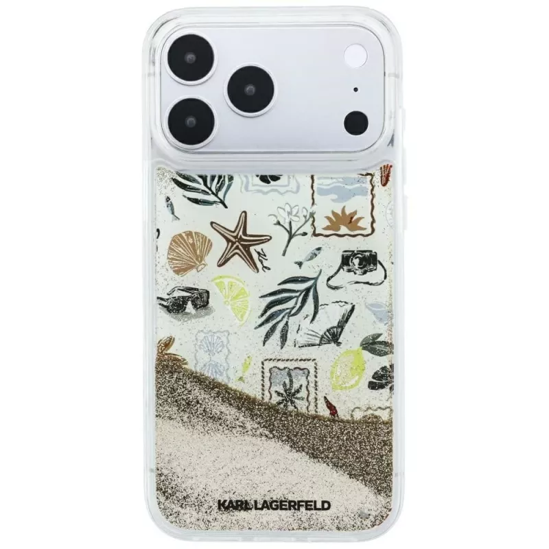Karl Lagerfeld Liquid Glitter Beach & Sand Hülle für iPhone 18 Pro Max / 17 Pro Max – Beige