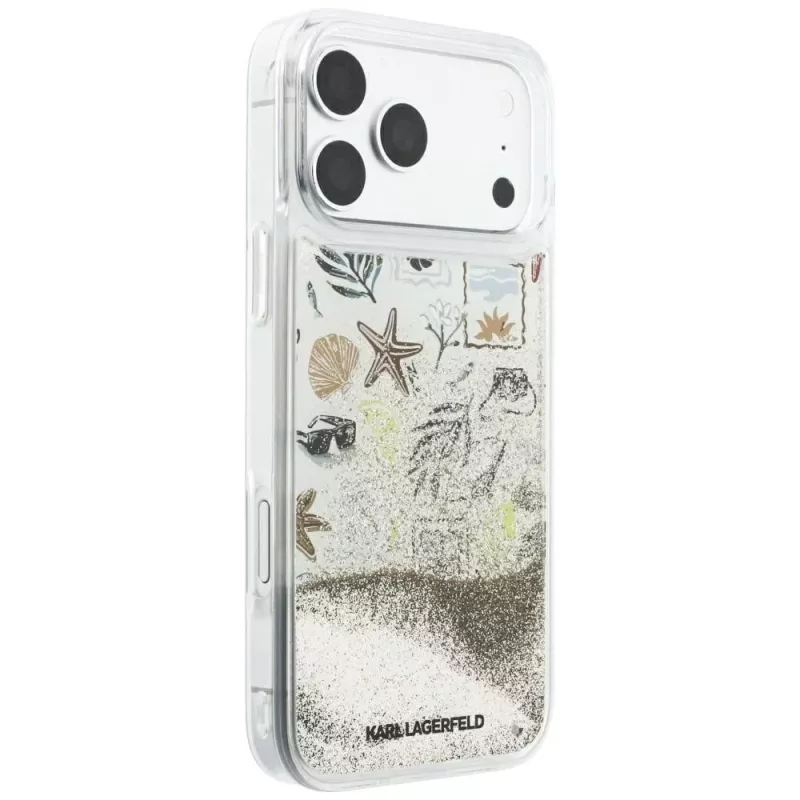 Karl Lagerfeld Liquid Glitter Beach & Sand Hülle für iPhone 18 Pro Max / 17 Pro Max – Beige
