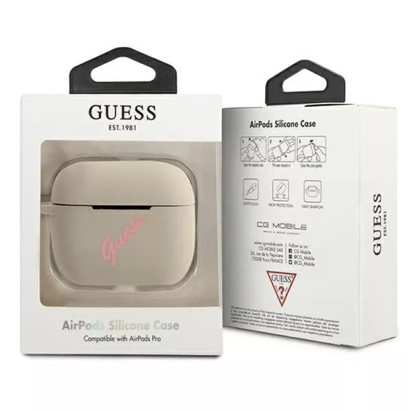 GUESS Vintage Silikonhülle für Apple AirPods Pro - Grau Pink