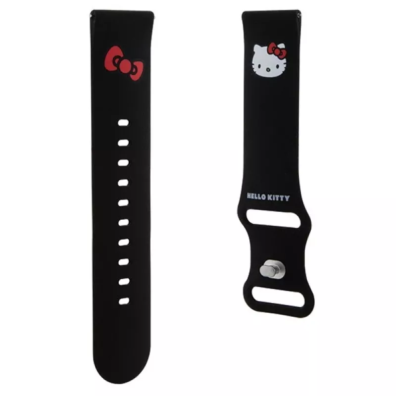 Hello Kitty Silikon-Armband mit Kitty-Kopf für Smartwatches, 22 mm, Schwarz