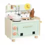 Janod Shiny Grandma Holz-Spielküche mit 9 Zubehörteilen, Pink/Grau