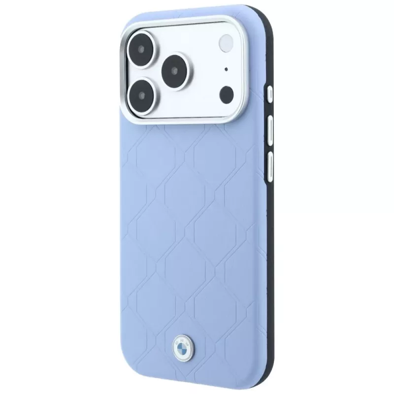 BMW Sign Deboss Quilted Metal Logo MagSafe Hülle für iPhone 17 Pro / 18 Pro - Blau