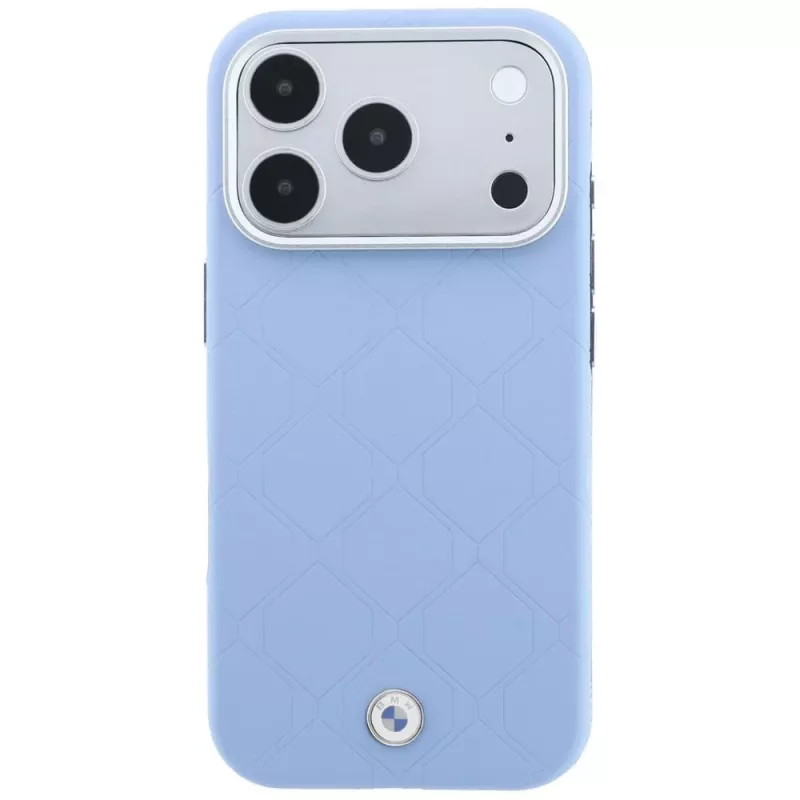 BMW Sign Deboss Quilted Metal Logo MagSafe Hülle für iPhone 17 Pro / 18 Pro - Blau