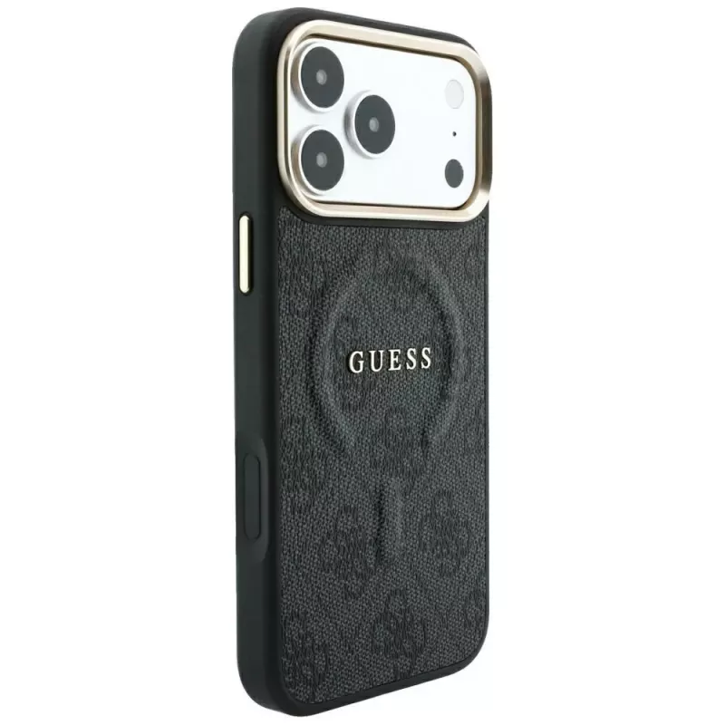 GUESS Embossed 4G Classic MagSafe Hülle für iPhone 17 Pro / 18 Pro - Schwarz