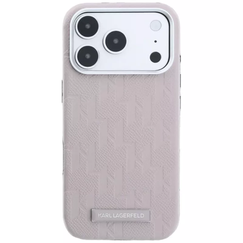 Karl Lagerfeld Grained Mono Resin Logo MagSafe Hülle für iPhone 18 Pro / 17 Pro - Pink