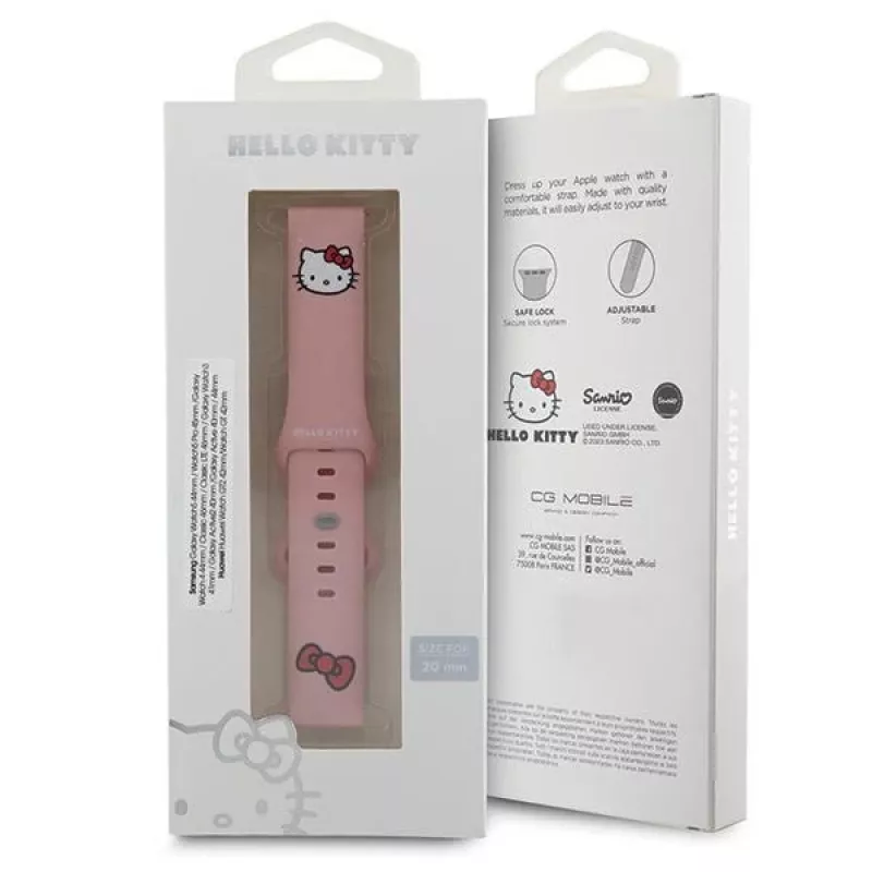 Hello Kitty Universelles Silikon-Armband mit Kitty-Kopf-Motiv, Pink, 20 mm