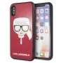 Karl Lagerfeld KLHCPXDLHRE iPhone X/Xs Iconic Glitter Karl's Head Hülle Rot