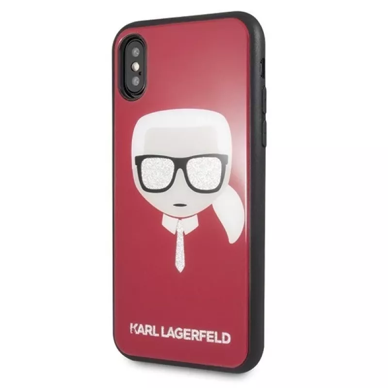 Karl Lagerfeld KLHCPXDLHRE iPhone X/Xs Iconic Glitter Karl's Head Hülle Rot